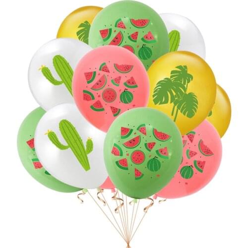 10pcs Fruit Printed Watermelon Cactus Leaves Latex Balloon Jungle Theme Birthday Wedding Decor Summer Party Baby Shower Supplies