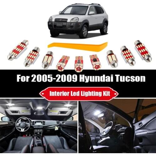 12 Bulbs For 2005-2007 2008 2009 Hyundai Tucson White LED Car Map Dome Light Interior Kit Trunk License Plate Courtesy Lamp