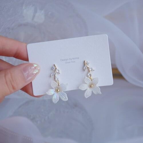 14k Real Gold Plated Fashion Jewelry Crystal Branch Flower Exquisite Stud Earrings for Woman Holiday Party Elegant Earring