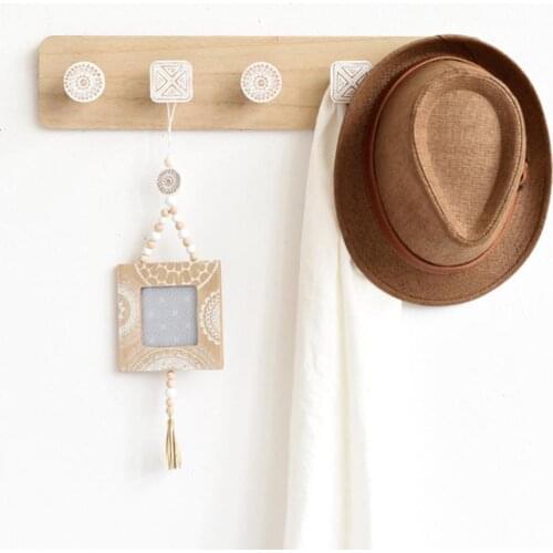 3/4/5 Hooks Nordic Style Wall Mounted Wood Coat Hanger Storage Rack Home Decor for living room, bedroom, office, shop