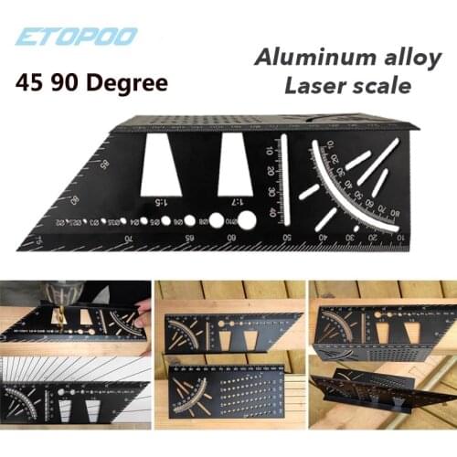 Aluminum Alloy 3D Mitre Angle Measuring Square 45 90 Degree Angle Ruler Punctuation Marking Gauge Framing plastic Protractor