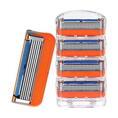 4pcs/lot Razor Blade For Men Face Care 5+1Layers Shaving Cassette Stainless Steel Safety Blades Suit For Gillette Fusione