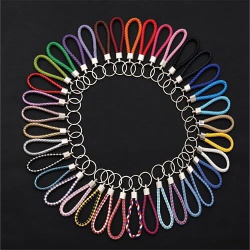 5pcs wholesale price PU Leather Braided Woven Rope keychain DIY bag Pendant Key Chain Holder Car Keyring Men Women Key ring
