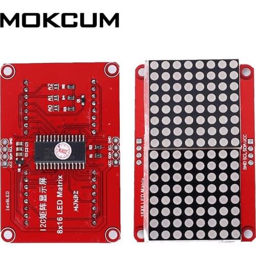 DC 3.3V 5V LED Dot-Matrix Display Module Lattice Screen HT16K33 Driver 16*8 Cascade Compatible 16x8 IIC Interface