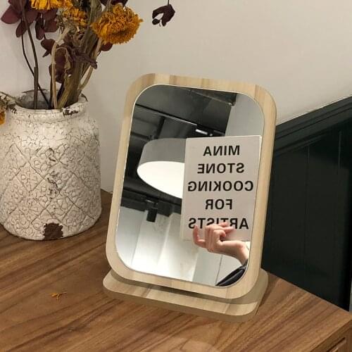 Makeup Mirror Зеркало Косметическое Wooden Table Convenient For Dormitory Female Tabletop Folding Home Espejo Con Luz Led