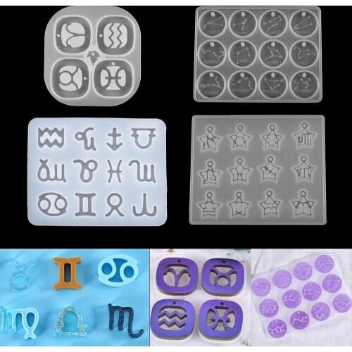1Pcs 12 Constellations Resin Epoxy Molds Mixed Style Silicone Casting Molds For DIY Jewelry Making Findings Supplies Accessories