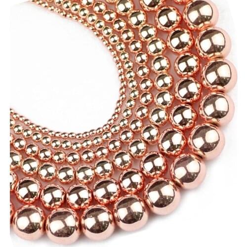 YHBZRET Natural Stone Rose Gold Hematite 2/3/4/6/8/10mm Round Loose beads for Jewelry Making bracelets&necklace DIY Accessories