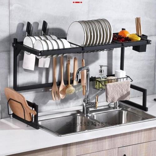 Kitchen Shelves Sink Storage Rack Dishes Tableware Drainage Rack Countertop Sink Supplies Household