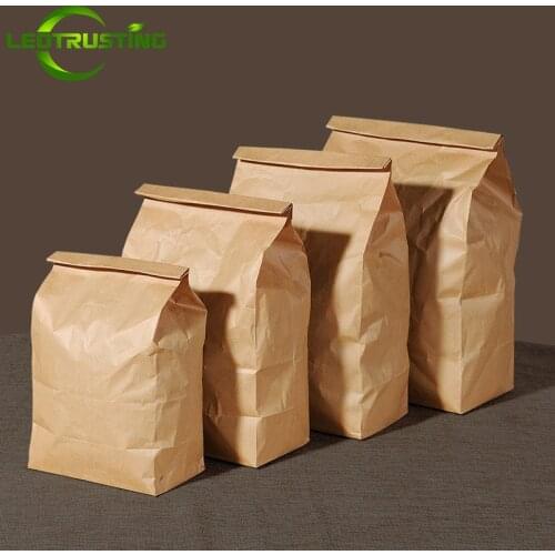Leotrusting 50pcs 70g Kraft Paper Takeout Food Bags Small Gift Bags Sandwich Bread Baking Bags Party Hamburger French Fries Bag