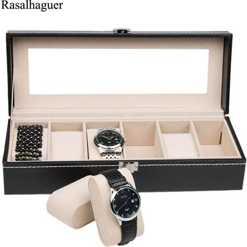 Fashion Hot Sale Luxury PU 6 GridsLeather Watch Box Fashion style convenient travel Jewelry Watch Collector Cases Organizer Box