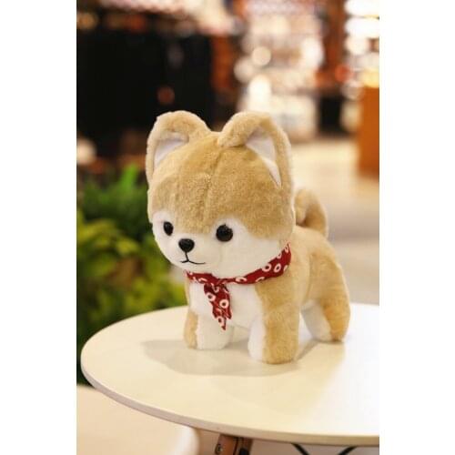 Lovely red scarf dog yellow Shiba Inu plush toy about 28cm soft doll kids toy Christmas gift b1514