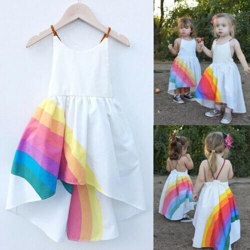 Cute Princess Kids Baby Girls Dress Flower Party Wedding Tutu Dress Holiday Summer Irregular Dresses Clothes