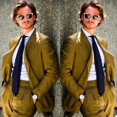 High Quality Men Tuxedos Classic Peaked Lapel Pants Suits Custom Made Smart Casual Daily Jacket 2 Pieces