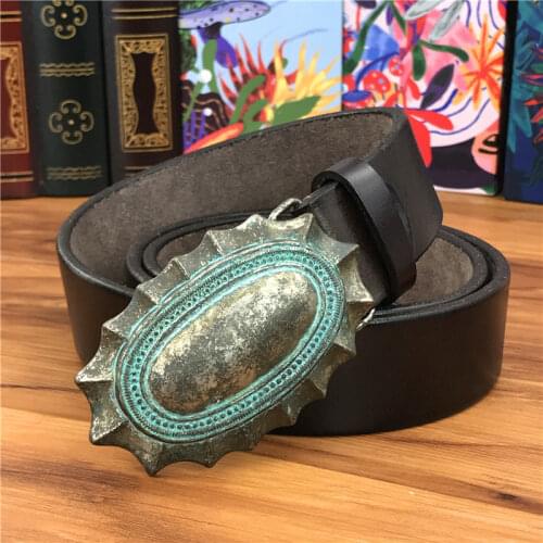 Vintage Belt Buckle Mens Belt Thick Cowboy Leather Belt Ceinture Homme Jeans Men Belt Waist Wide Riem Male Strap MBT0037