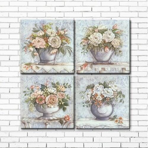 Pastoral flowers scenery set canvas printings oil painting printed on canvas home living room wall art decoration picture