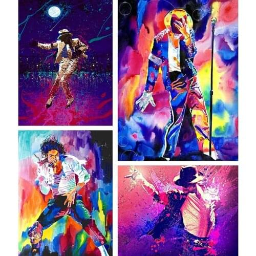 Diamond Painting Kits With AB Drill 5D DIY Poured Glue Scalloped Edge Michael Jackson Full Embroidery Abstract Decoration Gift