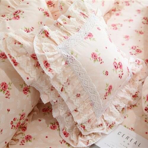 Floral European embroidery cushion cover ruffle Lace cotton pillow cover layers elegant bedding pillowcase princess pillow case