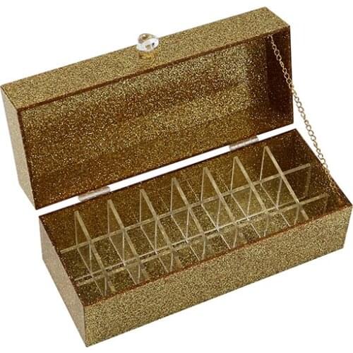 New Fashion Acrylic Gold Lipstick Storage Box 24 Slot Makeup Organizer Lip Gross Organizer Storage Case Best Quality Storage Box