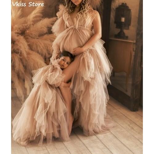 2020 New Luxury Evening Dress For Mother And Daughter Dresses Simple Illusion Tulle Tiered Prom Dress платья знаменитостей