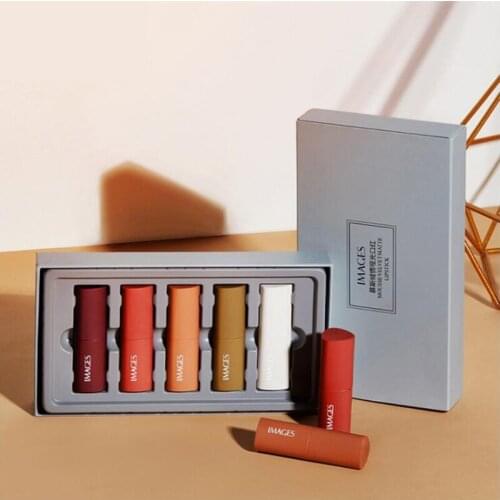 New 5pcs/set Matte Makeup lipstick set Cosmetics lipbalm Multiccolor Makeup kit,Nutritious Lip color set,Easy to wear lip balm