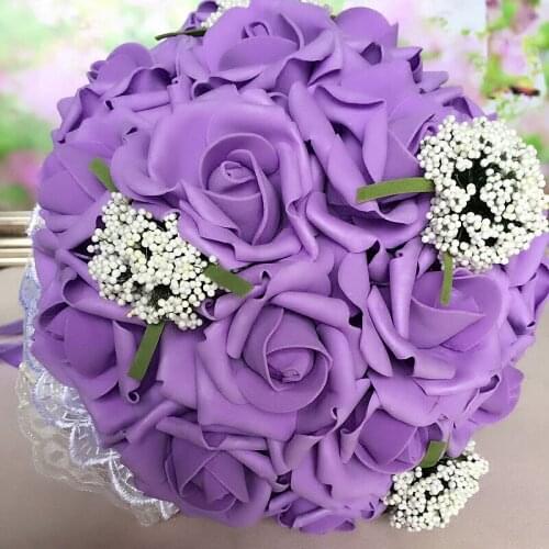 New Bouquet PE Foam Flowers Artificial Rose Flower Wedding Bridal Bouquet Home Decor Rose DIY Scrapbooking Supplies 3 Color