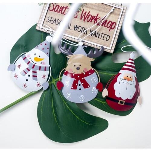 Painted Iron Snowman Elk Pendant Xmas Christmas Tree Ornaments Home Decorations