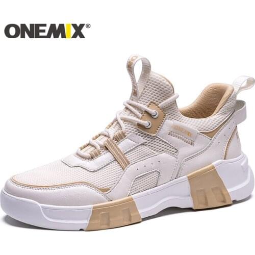 ONEMIX 2021 NEW Leather Running Shoes Men High Quality Outdoor Sport Shoes Men Light Sneakers Men Outdoor Walking Footwear Men