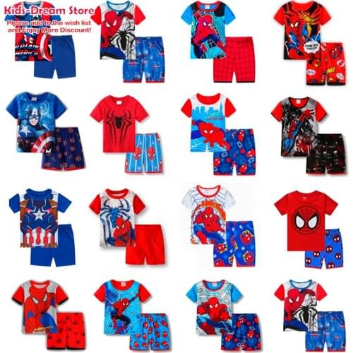 Kids Boys Pajamas Set Baby Toddler Sleepwear Pyjamas Child Nightwear Children Summer Cotton Pijamas Boys Girls Clothing 1-7Y