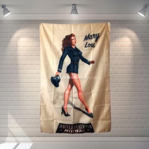 "Mary Lou" Rock Band Hanging Art Waterproof Cloth Polyester Fabric 56X36 inches Flags banner Bar Cafe Hotel Decor