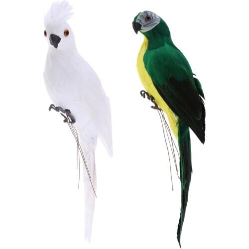 2x/set Macaw Parrot Model Artificial Feathered Animal Ornament Wedding Decor