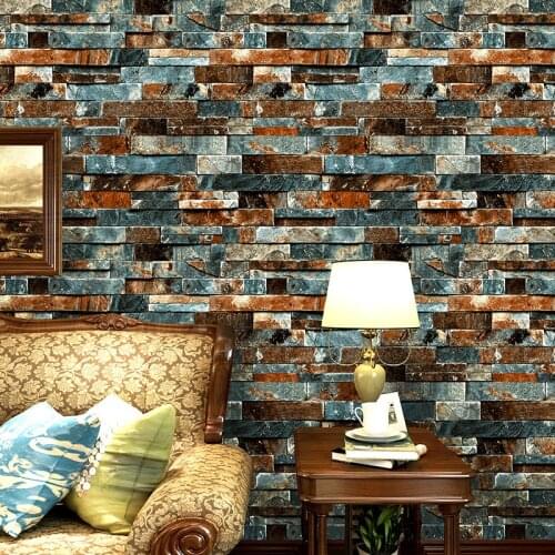PVC Imitation Marble Brick Wallpaper Restaurant Bar Coffee Shop Retro Culture Brick Wallpaper Decorations for Living Room