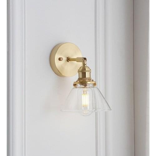 Retro Copper Adjust Wall Sconce Edison Industrial Vintage LED Wall Light Fixtures Simple Glass Bedside Wall Lamp Home Lighting
