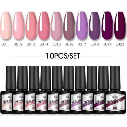 ROSALIND Gel Nail Polish Set Hybrid Varnishes Kit Base Top Coat Manicure Gel Set For Nails Semi Permanent Soak Off UV Lamp