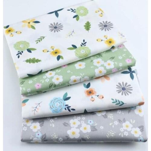 Flowers Printed Twill Cotton Fabric for Patchwork DIY girls dress baby Sleeping Bag Quilt Bedding sheet pillowcase By Half Meter