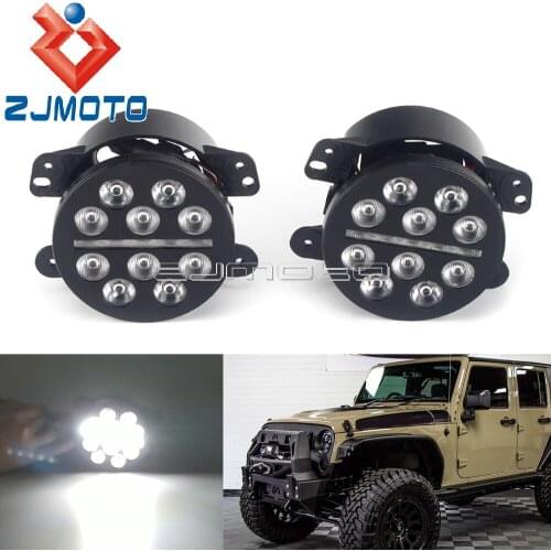 For Jeep 9-14V LED Fog Lights Front Bumper Replacements 6000K Bright White Color For Grand Cherokee Dodge Journey Magnum