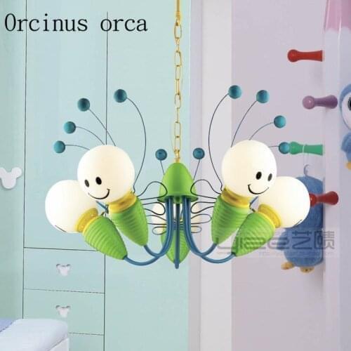 Mediterranean creative bee chandelier childrens room boys and girls bedroom European and American cartoon led Chandelier