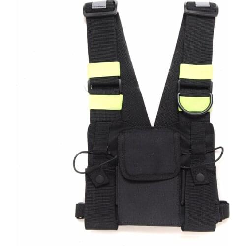 Bright Green Radio Chest Harness Chest Front Pack Pouch Holster Vest Rig Carry Case for 2 Way Radio Walkie Talkie Baofeng UV-5R