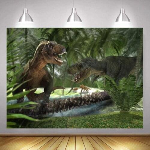 The King of The Forest Tyrannosaurus Rex Picture Cartoon Background Children Birthday Party Decoration Studio Photography Scene