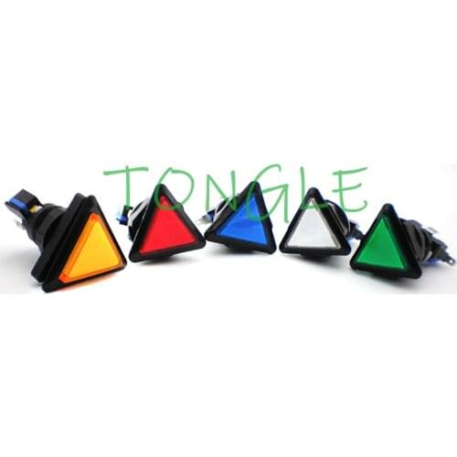 5 Colors Arcade Button 12v Triangle LED Arcade Push Button With Microswitch Black Circle Illuminated