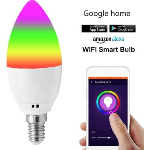 Tuya WiFi Smart Bulb RGB+W+C LED Candle Bulb E14 Dimmable Light SmartLife/Remote Control Compatible With Alexa Google Home