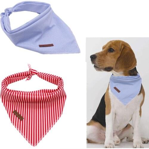 Unique Style Paws Dog Cat Bandana Dog Accesseries Pet Product Gift for Dog Bandage Bandana Collar Striped Blue Red