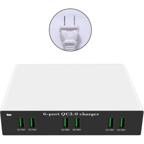 Univeral 18W Quick Charge 3.0 6-Port USB Wall Charger QC3.0 USB Fast Charging Station for Mobile Phone Cellphone Tablet PC