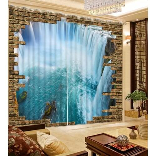 Customize 3d curtains for living room Creative waterfall curtains for bedroom 3d photo white embroidered curtains