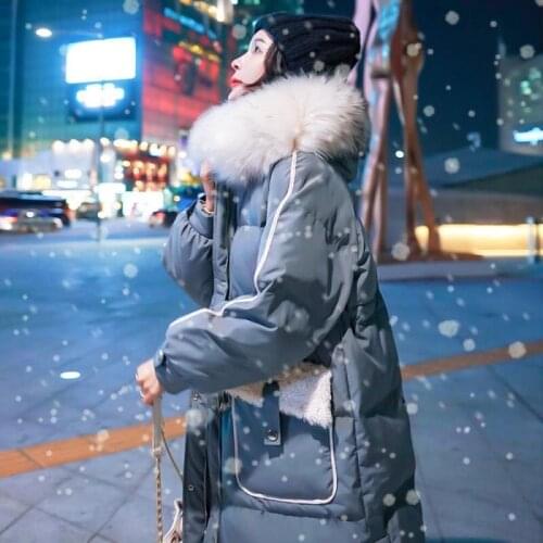 Woman Jacket Parkas Coat Down For Women Winter Big Fur Collar Long Below The Knee Loose Cotton Coat Coat Veste Femme