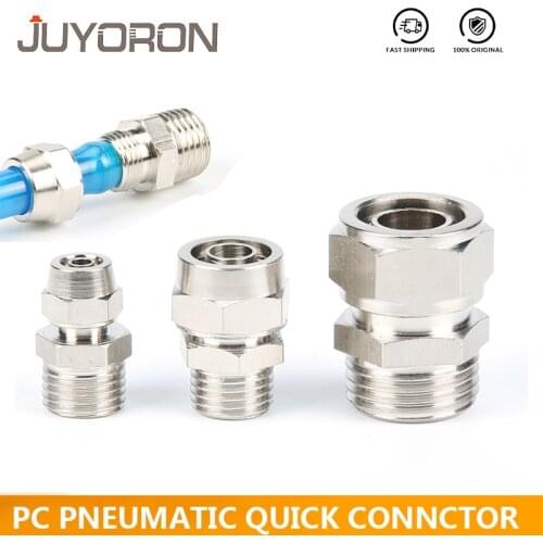 1Pcs PC Copper Material Connector Pneumatic Screw Thread Quick Coupling 4mm-16mm Gas Hose Tube One Touch Push Into Fittings