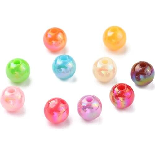 100pcs Acrylic Beads Round Ball Spacer Loose Beads for Jewelry Making Handmade DIY Bracelet Necklace Mixed Color 6mm