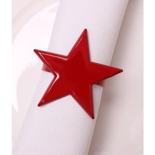 12PCS/Metal Napkin Ring Five-star Napkin Holder Ring Table Decoration Jewelry Gold, Silver, Red and Blue Four Color Napkin Ring