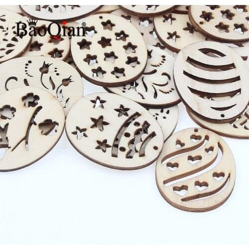 20pcs Natural Wooden Scrapbook 30x40mm Wooden Handmade Painted Easter Decoration Pendant Diy Fashion Furniture Decoration