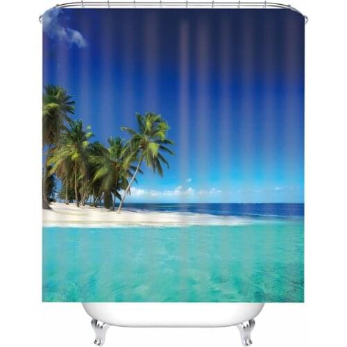 3D Sea Landscape Waterproof Bathroom Curtains Nature Scenery Printed Shower Curtain Custom Printing Cortinas