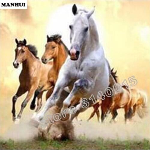 Diy Diamond painting Animal Pentium horses 3D square drill Diamond mosaic pasted full cross stitch Crafts Needlework BFC351